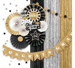 AOBKIAT Graduation Party Decorations,Class of 2024 Party Decor Black And Gold - Picture 1 of 6