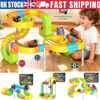 62-167PCS Rail & Electric Car Set Magnetic Track Race Car Train Model Kids Toy - Image 1 of 4