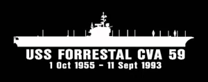 Calcomanías USS FORRESTAL CVA 59 Silhouette 4" x 11" Marina de los Estados Unidos - Imagen 1 de 1