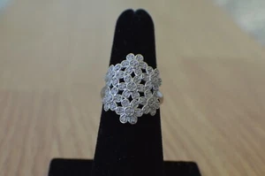 0.35ct Natural White Uncut Diamond Ring Platinum over Fine Silver Size 6 - Picture 1 of 10