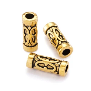 50pc Antique Golden Tibetan Alloy Zinc Alloy Tube Beads Metal Spacer Bead 13x5mm - Picture 1 of 10