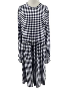 Draper James Women's Navy White Gingham Long Sleeve Kitty Dress Size XL - Picture 1 of 6