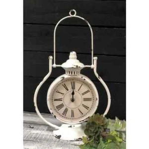 NEW Cream CLOCK Country Vintage Style White Chippy Rustic 15.75"T x 9"W x 5" D - Picture 1 of 2