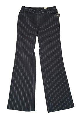 Pantalones de vestir Apostrophe Vanessa para mujer azul marino a rayas pierna recta ancha talla 6 Foto 1 de 4