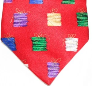 Holidays by MMG Tie - Red with Multi-Colored Presents - Picture 1 of 9