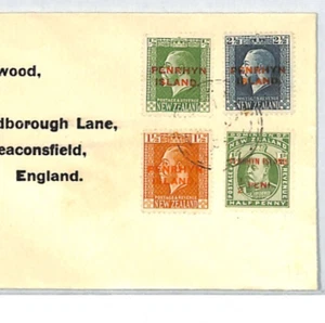 PENRHYN ISLAND Cover NZ Overprint KGV ½d 1½d 2½d Cook Islands 1935 Bucks XJ230 - Picture 1 of 9