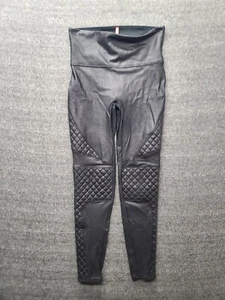 Spanx Moto Leggings Womens M Booty Boost Faux Leather Ankle Cut Quilted High - Picture 1 of 10