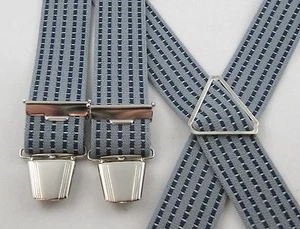 Hosenträger X-Form blau gepunktet 120 cm - 140 cm x 35 mm 4 starke Clipse - Bild 1 von 1