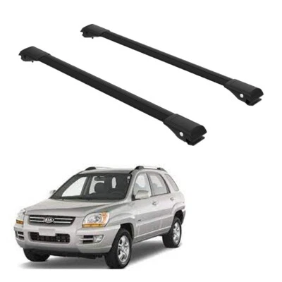 Juego de barras transversales para portaequipajes de techo para Kia Sportage 2004-2010 juego negro Foto 1 de 4