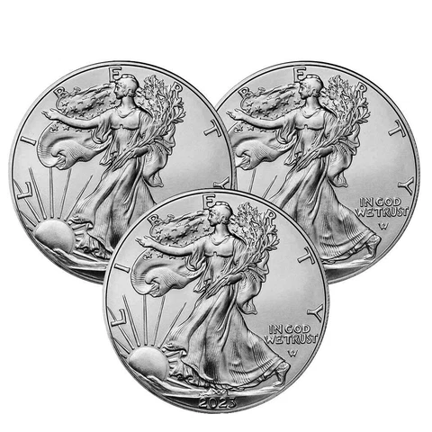 Lot of 3 - 2023 American Eagle Coins 1 oz .999 Fine Silver BU #Uncirculated Cover