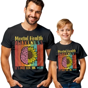 Mens And Kids Brain Sunflower Mental Health Awareness T-Shirt Tee Anxiety #MHA - Picture 1 of 30