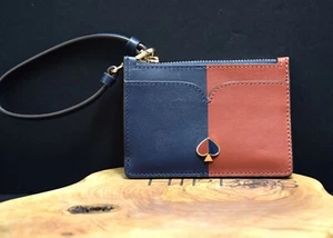 Kate Spade Womens Nicola Leather Card Wallet Holder Wristlet Bicolour Blue & Red - Picture 1 of 4