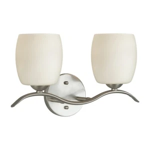 Forte Lighting Maria 2 Light 16.25" Bath Bracket, Nickel/Satin Opal - 5135-02-55 - Picture 1 of 1