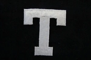 1-3/4" White Letter T Embroidery Iron On Appliqué Patch/New  - Picture 1 of 1
