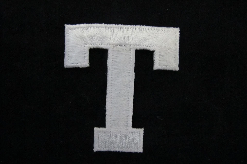 1-3/4" White Letter T Embroidery Iron On Appliqué Patch/New  - Image 1 of 1