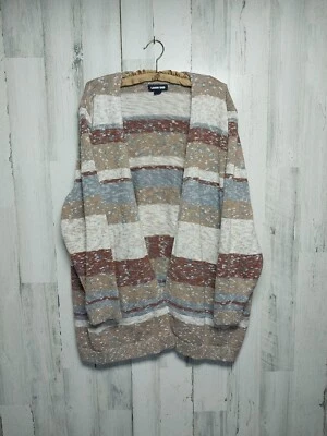Land's End Cardigan Sweater Womens 2X Multicolor Knit Striped Cozy Comfort - Image 1 of 4