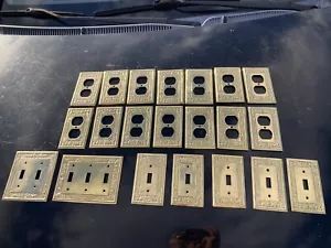 Vintage Gatco Solid Brass Ornate Outlet Covers Switch Plates Set Of 21 - Picture 1 of 4