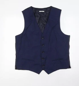 Marks and Spencer Mens Blue Gilet Waistcoat Size L Button - Picture 1 of 10