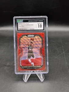 2020-21 PANINI PRIZM RED WAVE RUBY PRIZM GIANNIS ANTETOKOUNMPO BUCKS #111 CGC 10 - Picture 1 of 2