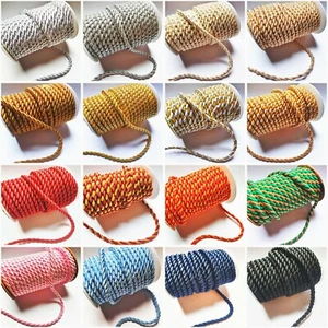 Satin Twisted Trim Barley Braid Cord Rope 6mm - 17 Colours- 1m - Upholstery Xmas - Picture 1 of 18