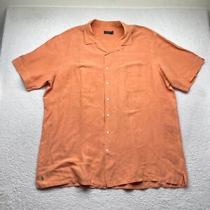 Polo Ralph Lauren Men's Short Sleeve Button Shirt 2XLT Tall Orange Linen Silk