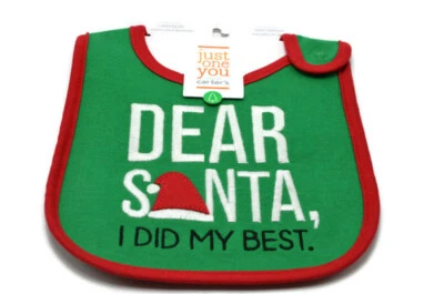 Babero de dentición Carters Querido Santa I Did My Best Just One You rojo verde Navidad Foto 1 de 2