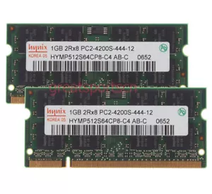 Hynix PC2-4200 2GB 2X 1GB 2RX8 DDR2 533Mhz 200pin NON-ECC SODIMM Laptop Memory,. - Picture 1 of 8