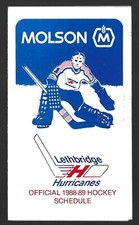 RARE 1988-89 Lethbridge Hurricanes WHL Hockey Schedule !!! Molson