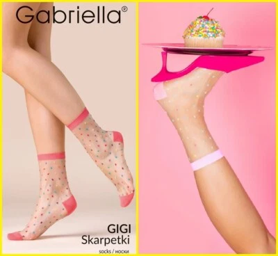 GABRIELLA Gigi Mujer Calcetines Delicado Coral Rosa Inserciones Multicolor Polk Foto 1 de 4