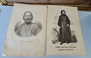 GARIBALDI E PADRE GIOVANNI PANTALEO due Litografie d'epoca - Imagen 1 de 5