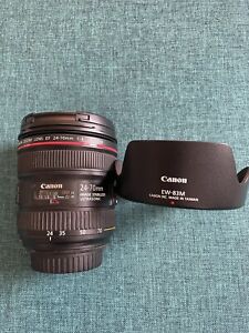 Canon EF 24-70mm F/4 L IS USM Lens With Lens hood And Lens Protector.