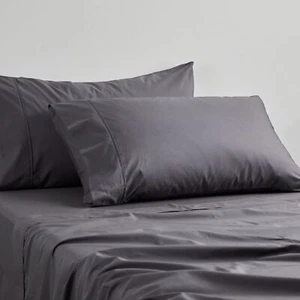 Queen 300TC Cotton Percale Sheet Set - Charcoal | Bnb Supplies - Picture 1 of 1