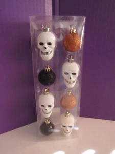 Halloween ~NUEVO~ Juego de 8 Calaveras y Brillo Bola Adornos Ashland Aprox. 2" de alto - Imagen 1 de 3