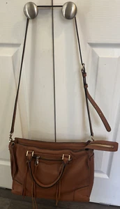 Rebecca Minkoff Neutral Brown Tan Leather Satchel Tote Bag Purse - Picture 1 of 12