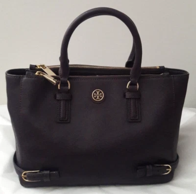 AUTÉNTICO BOLSO CARTERA DE CUERO TORY BURCH ROBINSON $450 PÚRPURA/CIRUELA_RARO Foto 1 de 4