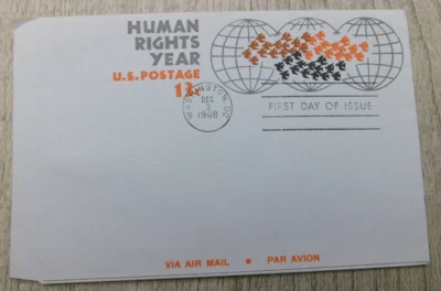 First Day Of Issue WA DC 1968 Human Rights Year Vintage Stamp Envelope Cover - Image 1 of 4