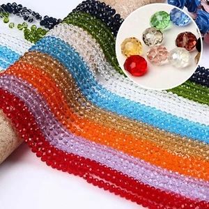 100pcs 4x6mm Faceted Rondelle Beads - Crystal Glass Spacer Beads Jewelry Making - Picture 1 of 25
