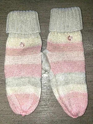 GAP KIDS Niñas Rosa Gris Brillante Brillo Plegable Invierno Mitones Guantes ¡SÚPER! Foto 1 de 2