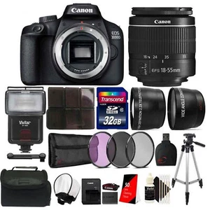 Canon EOS 3000D / Rebel T100 SLR Camera w/ 18-55mm Lens and 32GB Accessory Kit - Picture 1 of 11