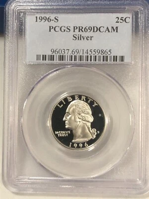 1996-S Washington Quarter PCGS PR69DCAM Silver Cert. # 14559865 - Image 1 of 4