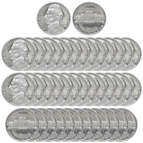 1974 S Jefferson Nickel Gem Proof Roll 40 US Coins Cover