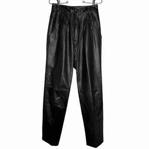 Toffs Vintage hoch tailliert plissiert Leder gefüttert Hose Größe 8 - Bild 1 von 7
