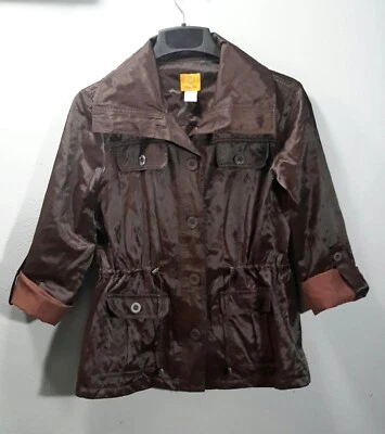 Ruby Rd Women's Shiny Metallic Brown Lightweight Button Front Jacket Size 10 - Image 1 of 4