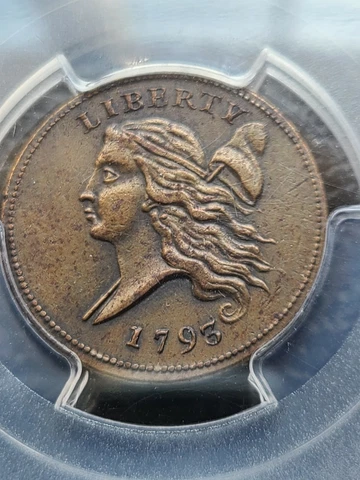 1793 LIBERTY CAP 1/2 C, PCGS GRADED AU, SPECTACULAR COIN! C-3, B-3, R-3 Cover