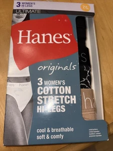 NEW HANES Ultimate Originals Cotton Stretch Hi-Legs Pantie 3 Pair Size 7 Large - Picture 1 of 3