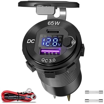 83W Metall USB C PD Steckdose 12V: Typ C Auto USB-Buchse Einbau Dose  12 Volt... - Bild 1 von 4