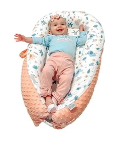 Baby Lounger for Newborn Baby Nest With Pillow Pink Elephant Safari Pattern NEW - Picture 1 of 14