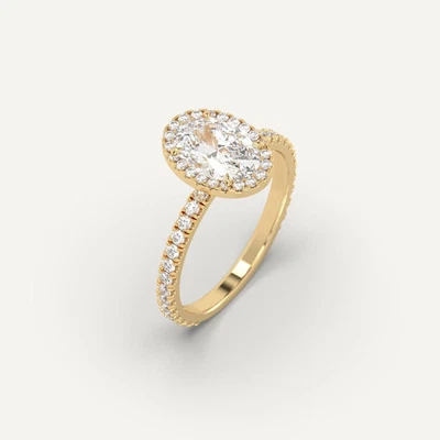 1.4 carat Oval Cut Engagement Ring | 100% Natural Diamond in 14k Yellow Gold - Image 1 of 4