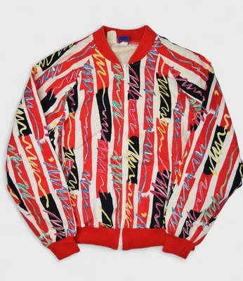 Chaqueta De Colección Ocean Pacific Para Hombres Mediana Roja Bombardero Cremallera AOP OP Playa Hecha en EE. UU. Foto 1 de 4