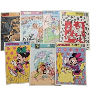 Vintage Lot Of 7 Disney Golden Frame-Tray Puzzles Minnie Mouse Pluto Bambi - Picture 1 of 10